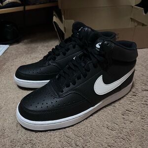 Nike Court Vision Men's Black and White High-Top Sneakers